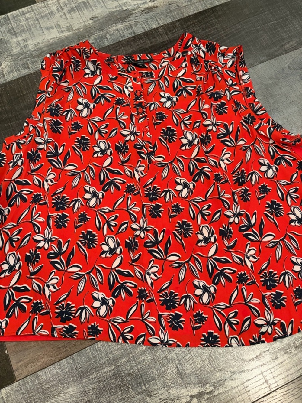 Zac & Rachel Coral Floral Sleeveless Blouse 2X